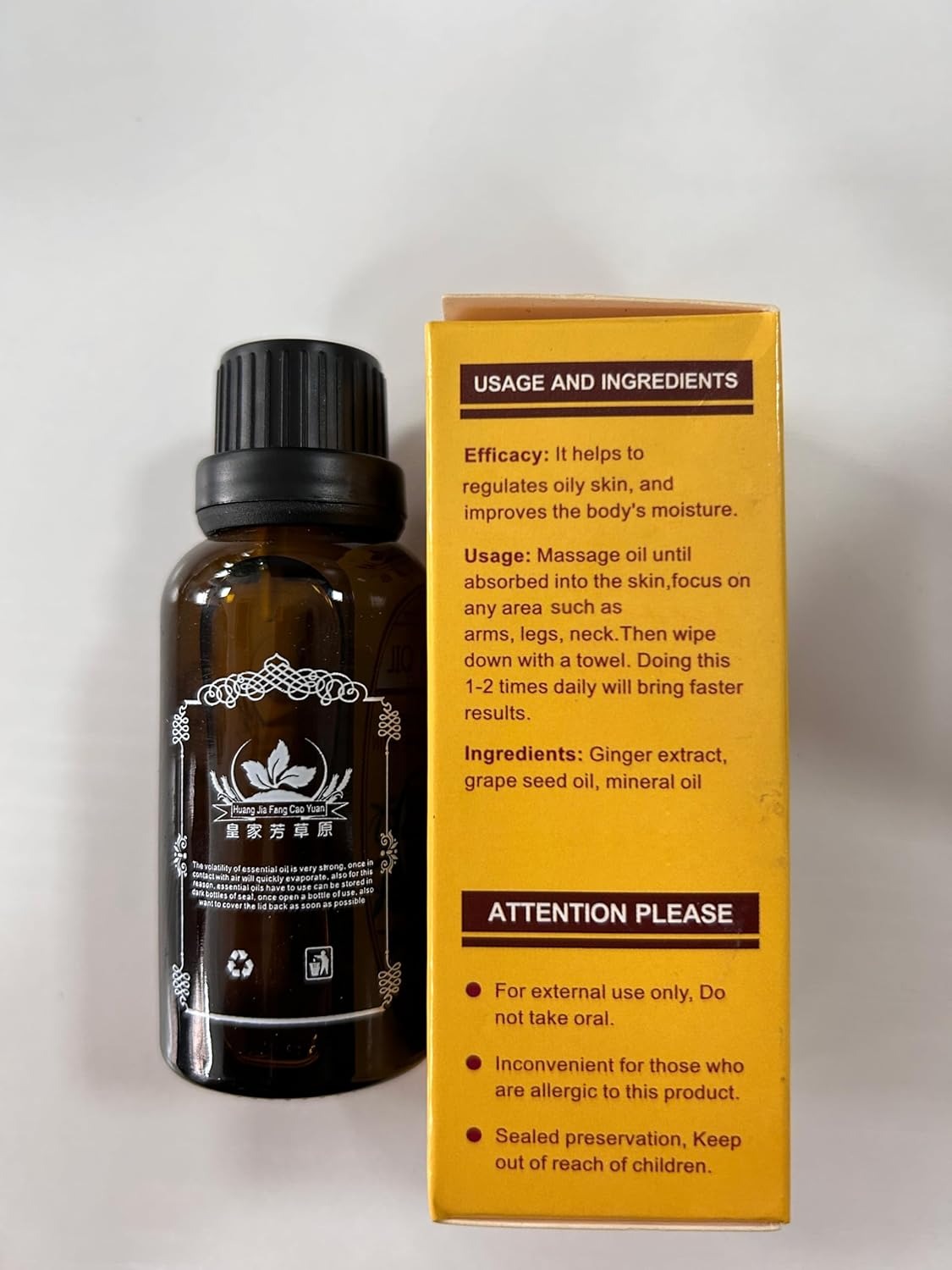 Huang Jia Fang Cao Yuan Ginger Essential Oil β Skin Nourishing, Massage & Aromatherapy Oil (30ml)