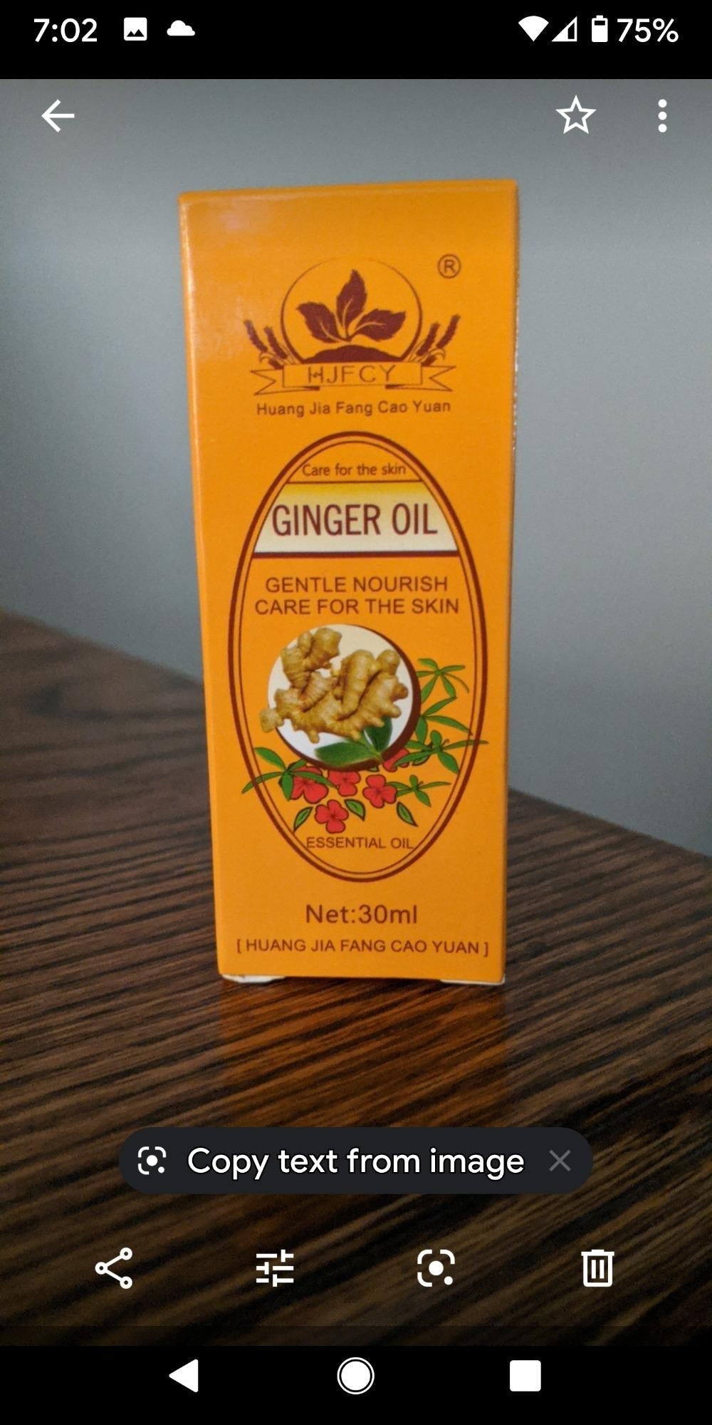 Huang Jia Fang Cao Yuan Ginger Essential Oil β Skin Nourishing, Massage & Aromatherapy Oil (30ml)