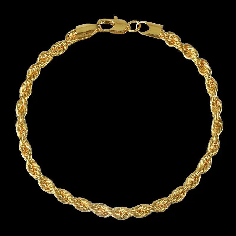 (Necklace + Bracelet) New Luxury Men And Women 18-karat Golden.