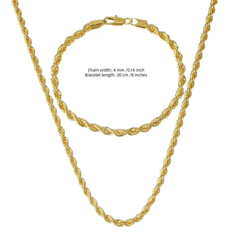 (Necklace + Bracelet) New Luxury Men And Women 18-karat Golden.