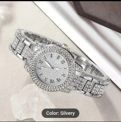 6pcs New Luxury Fashion Women'S Set + Elegant Rhinestone Jewelry Set.